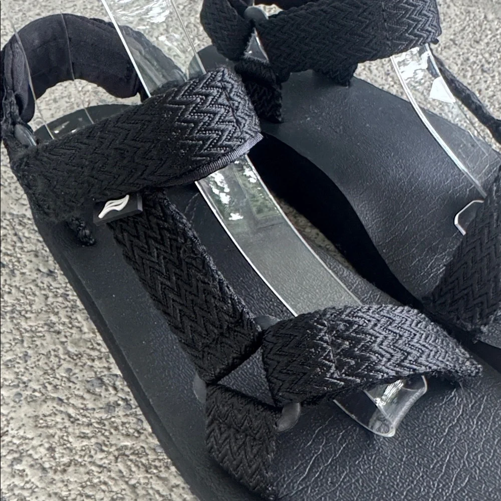 Black strappy adjustable foam base sport sandals size 37